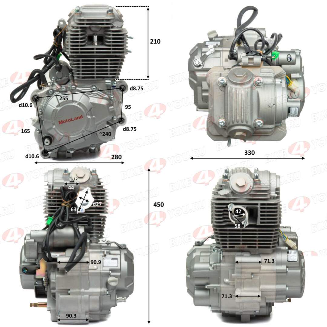 Двигатель 300см3 175FMM-3A (CB300-F D-75мм) ZS грм цепь,5ск (полный комплект)